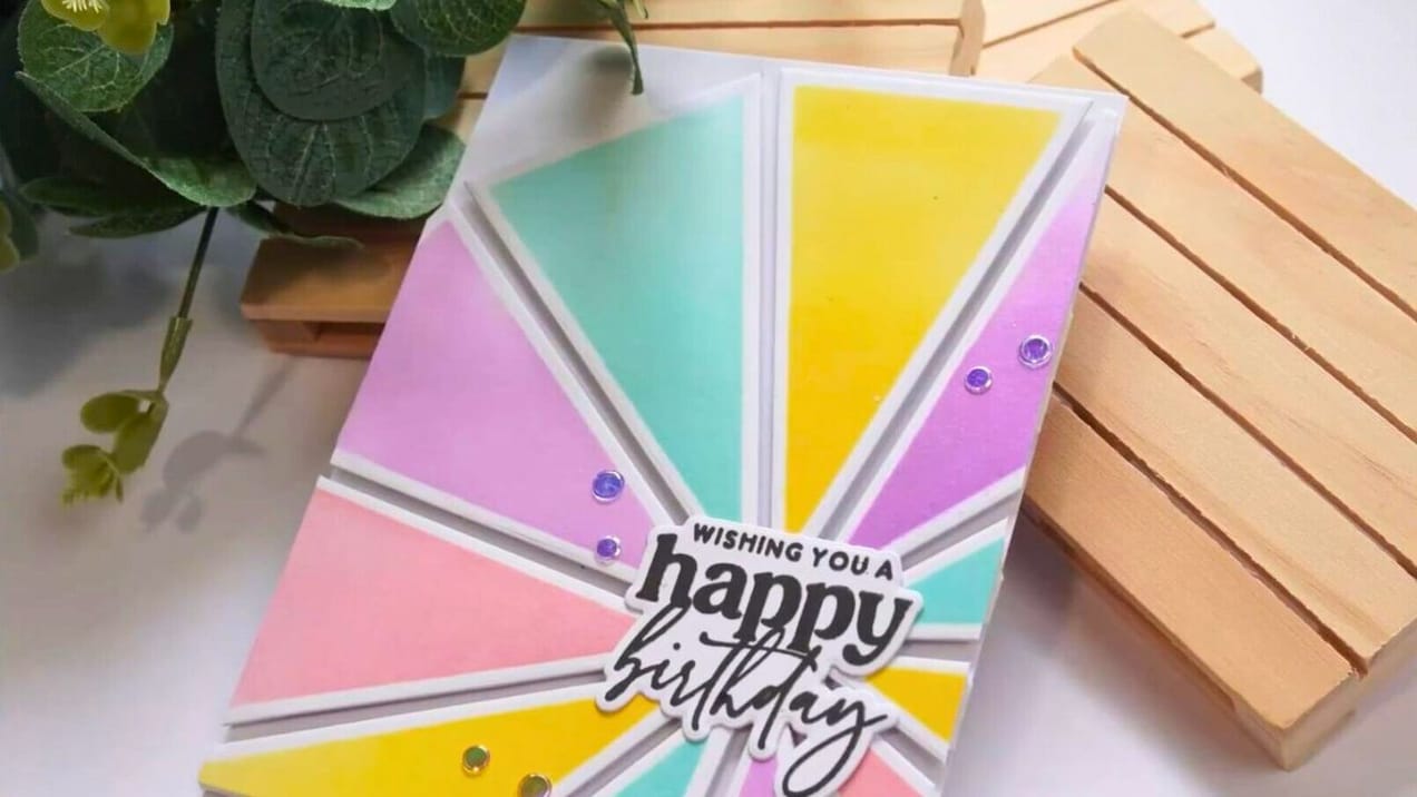 Natasha Foote Creative all with one triangular die Happy Birthday cardmaking