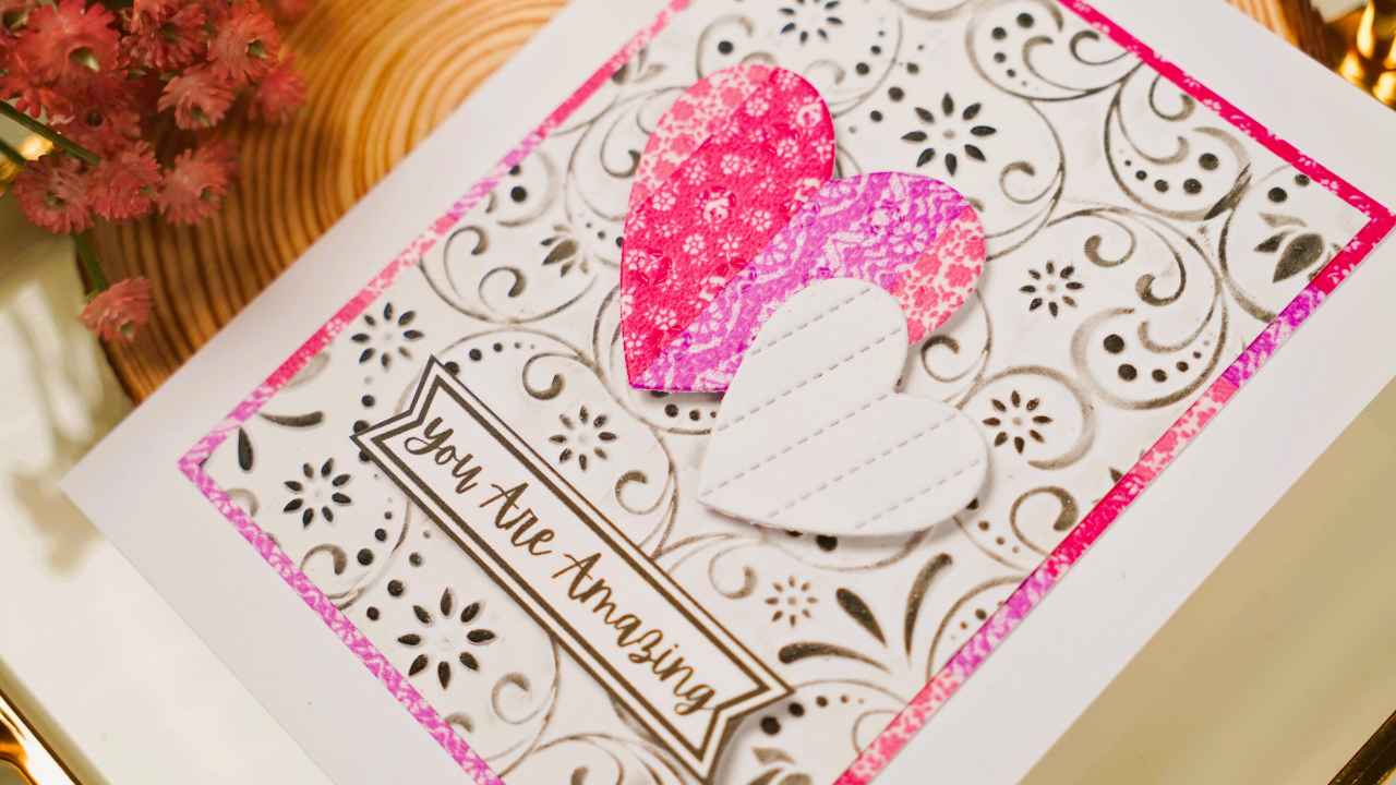 Advanced Embossing Techniques with Natasha Foote Creative - You Are Amazing Love Heart Card