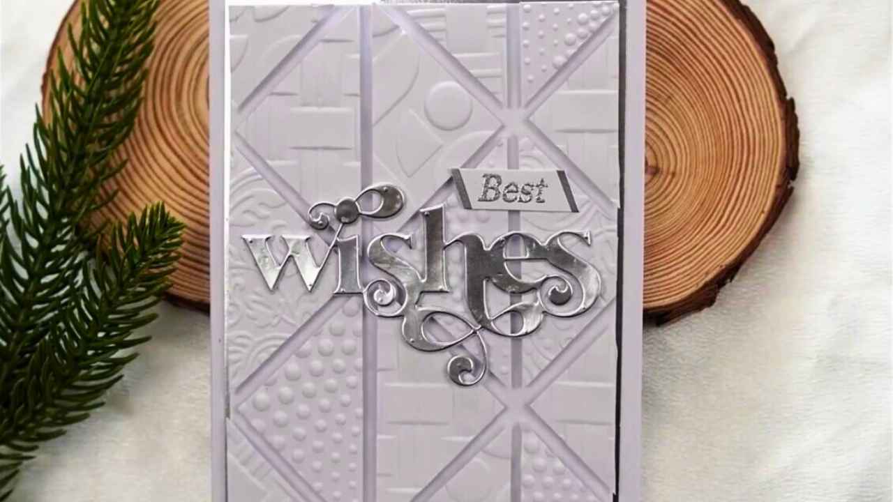 Best wishes white on white greeting card by Natasha Foote Creative
